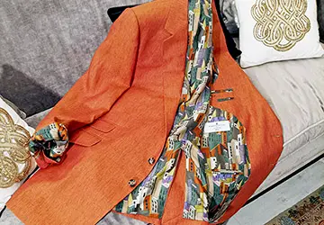 Costume de marié orange en lin
