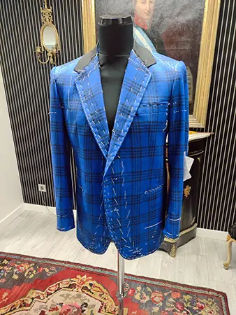 chaqueta sport caballero azul intenso cuadro - sastre Logroño